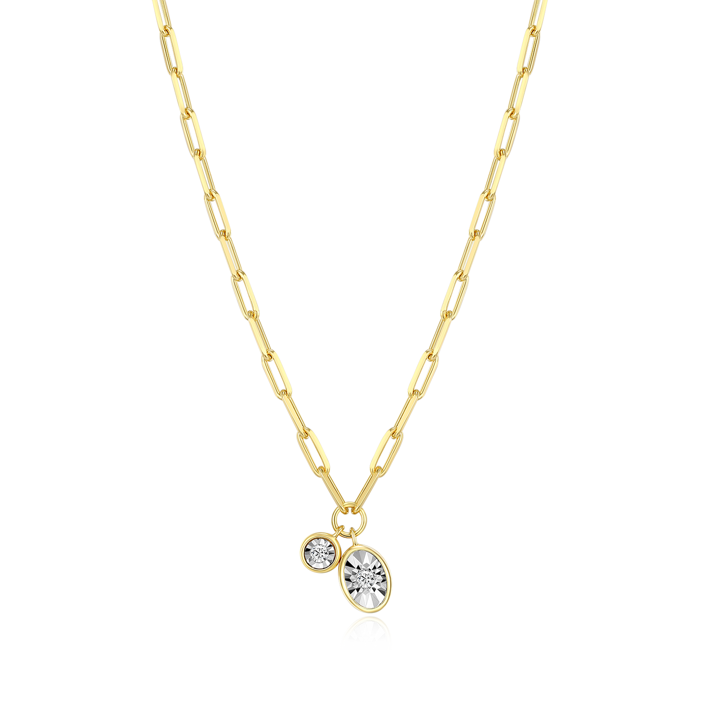 April Birthstone Lab-Created Diamond Mini Paperclip Necklace in 14K Yellow Gold-Plated Sterling Silver | M by Monte Luna