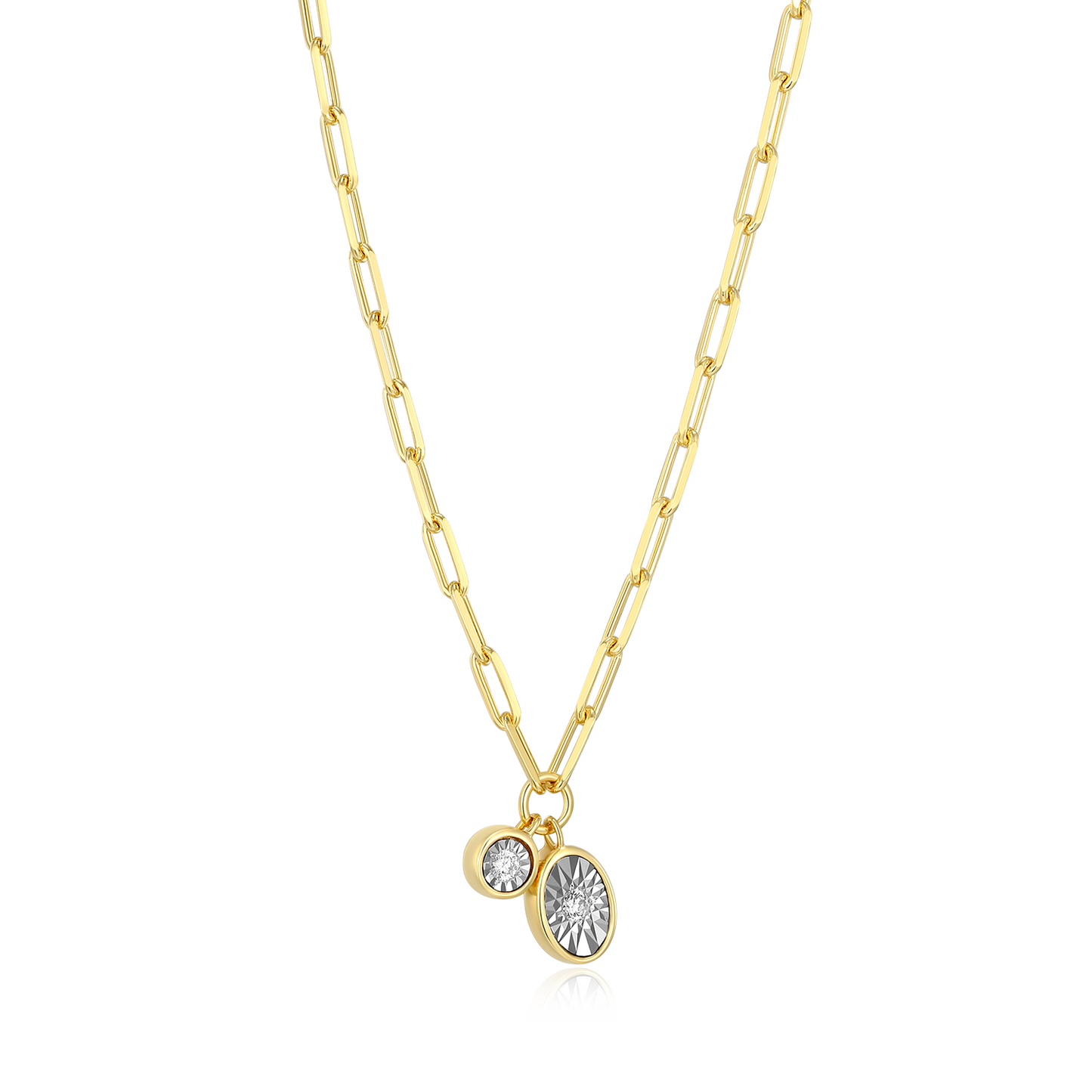 April Birthstone Lab-Created Diamond Mini Paperclip Necklace in 14K Yellow Gold-Plated Sterling Silver | M by Monte Luna