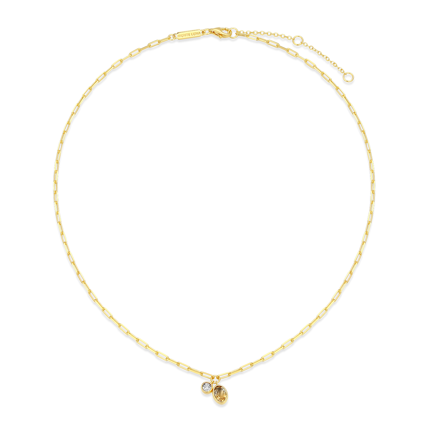 November Birthstone Genuine Citrine & Lab-Created Diamond Mini Paperclip Necklace in 14K Yellow Gold-Plated Sterling Silver | M by Monte Luna
