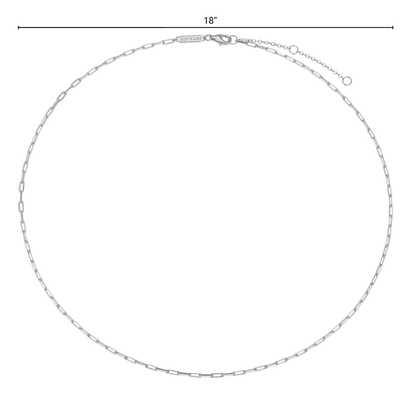 18+2" Mini Paperclip Chain in Rhodium-Plated Sterling Silver | M by Monte Luna