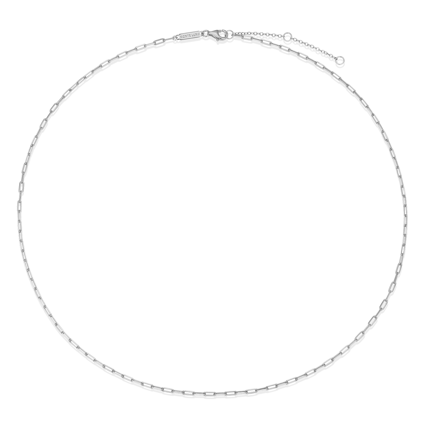 20+2" Mini Paperclip Chain in Rhodium-Plated Sterling Silver | M by Monte Luna