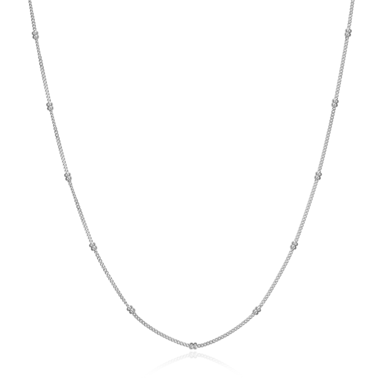 14+2" Beaded Chain in Rhodium-Plated Sterling Silver | M by Monte Luna
