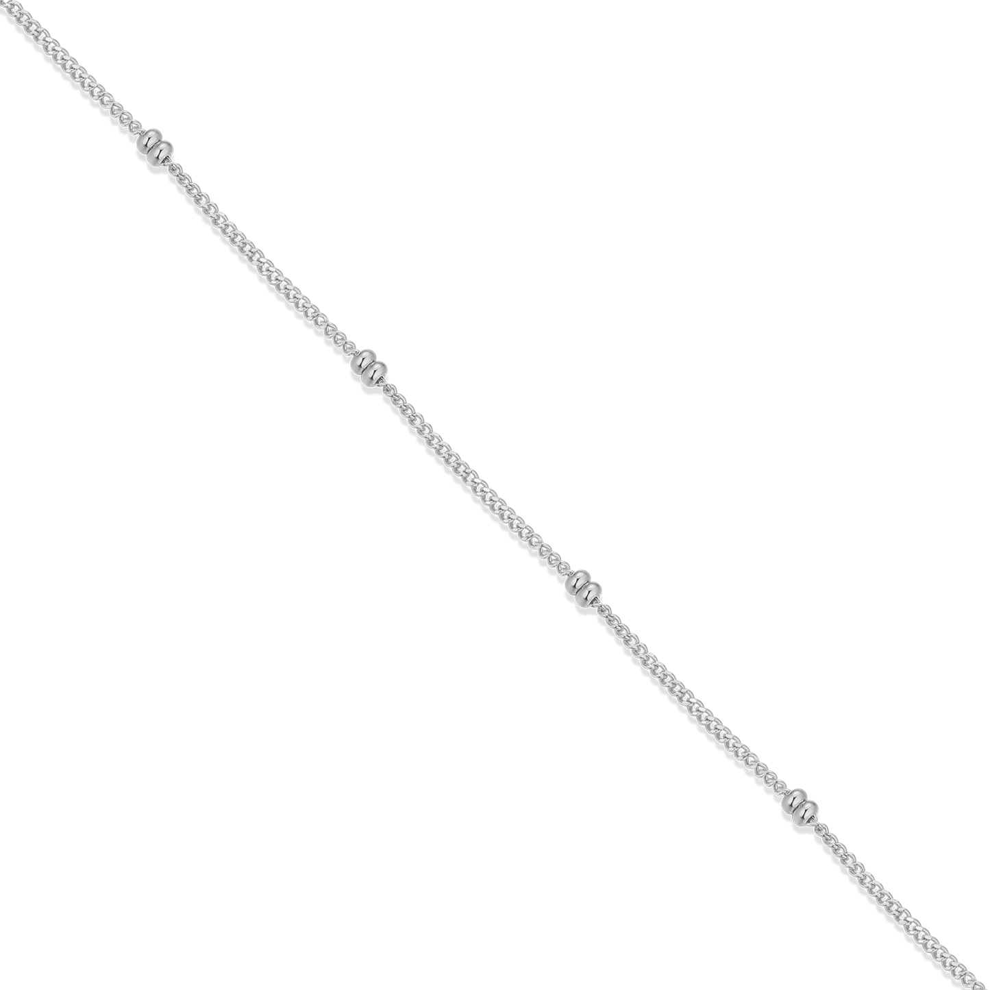 18+2" Beaded Chain in Rhodium-Plated Sterling Silver | M by Monte Luna
