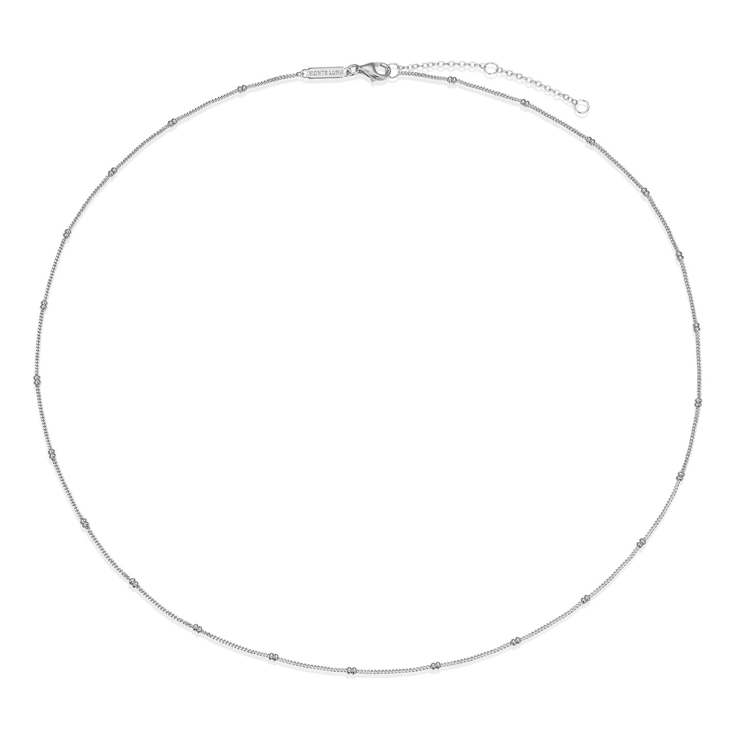 20+2" Beaded Chain in Rhodium-Plated Sterling Silver | M by Monte Luna