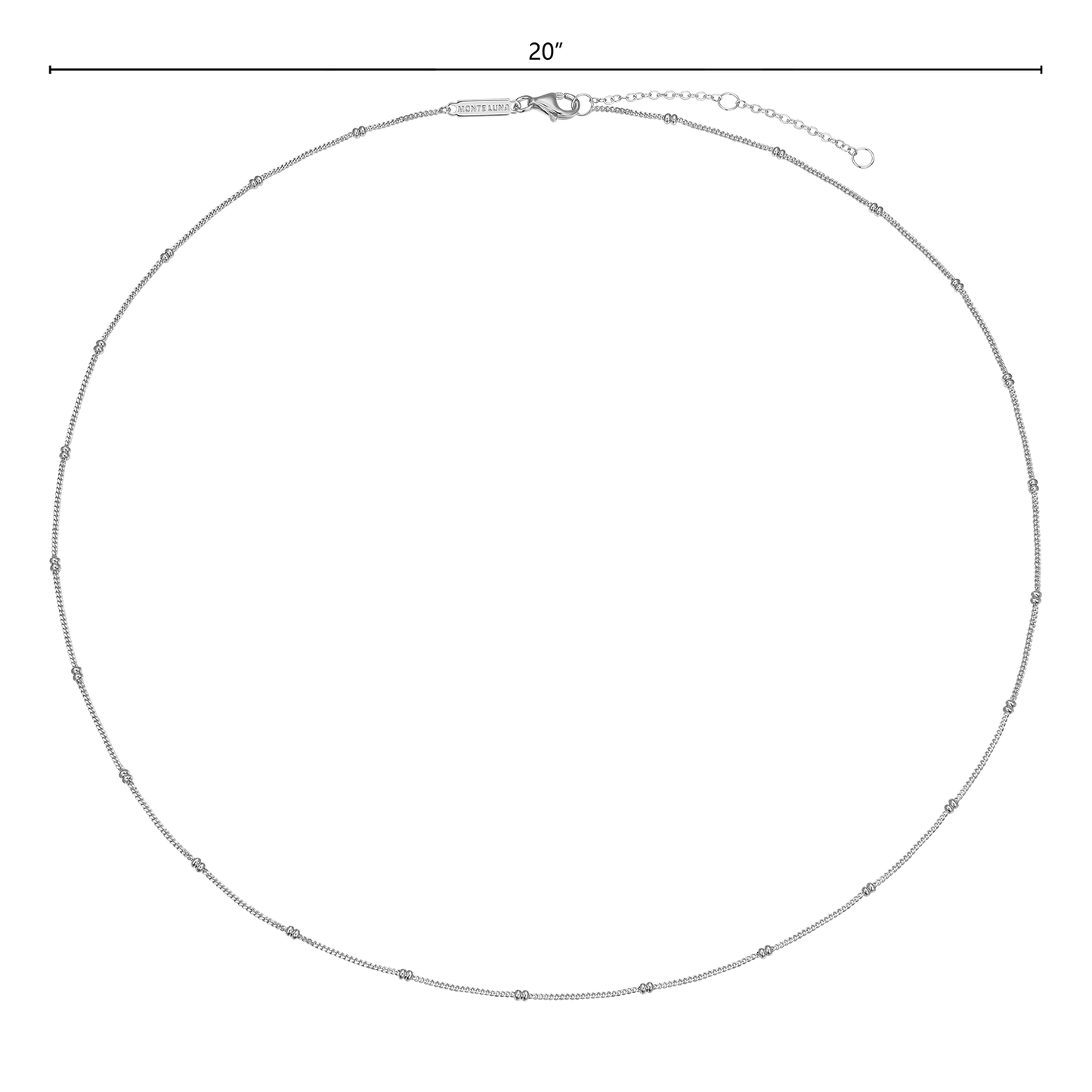 20+2" Beaded Chain in Rhodium-Plated Sterling Silver | M by Monte Luna
