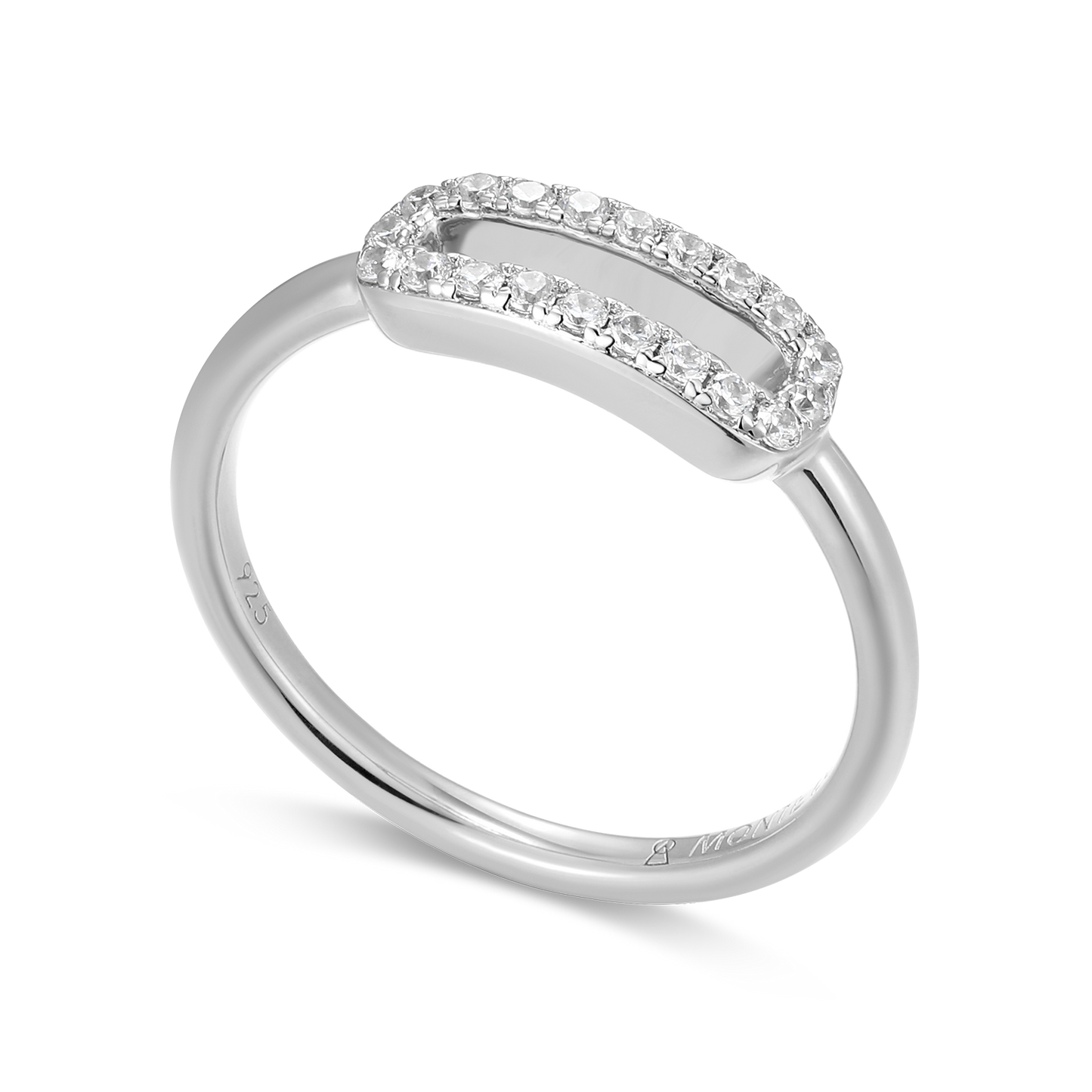 Mini Paperclip Lab-Created Diamond Ring in Rhodium-Plated Sterling Silver | M by Monte Luna