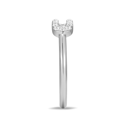 Mini Paperclip Lab-Created Diamond Ring in Rhodium-Plated Sterling Silver | M by Monte Luna
