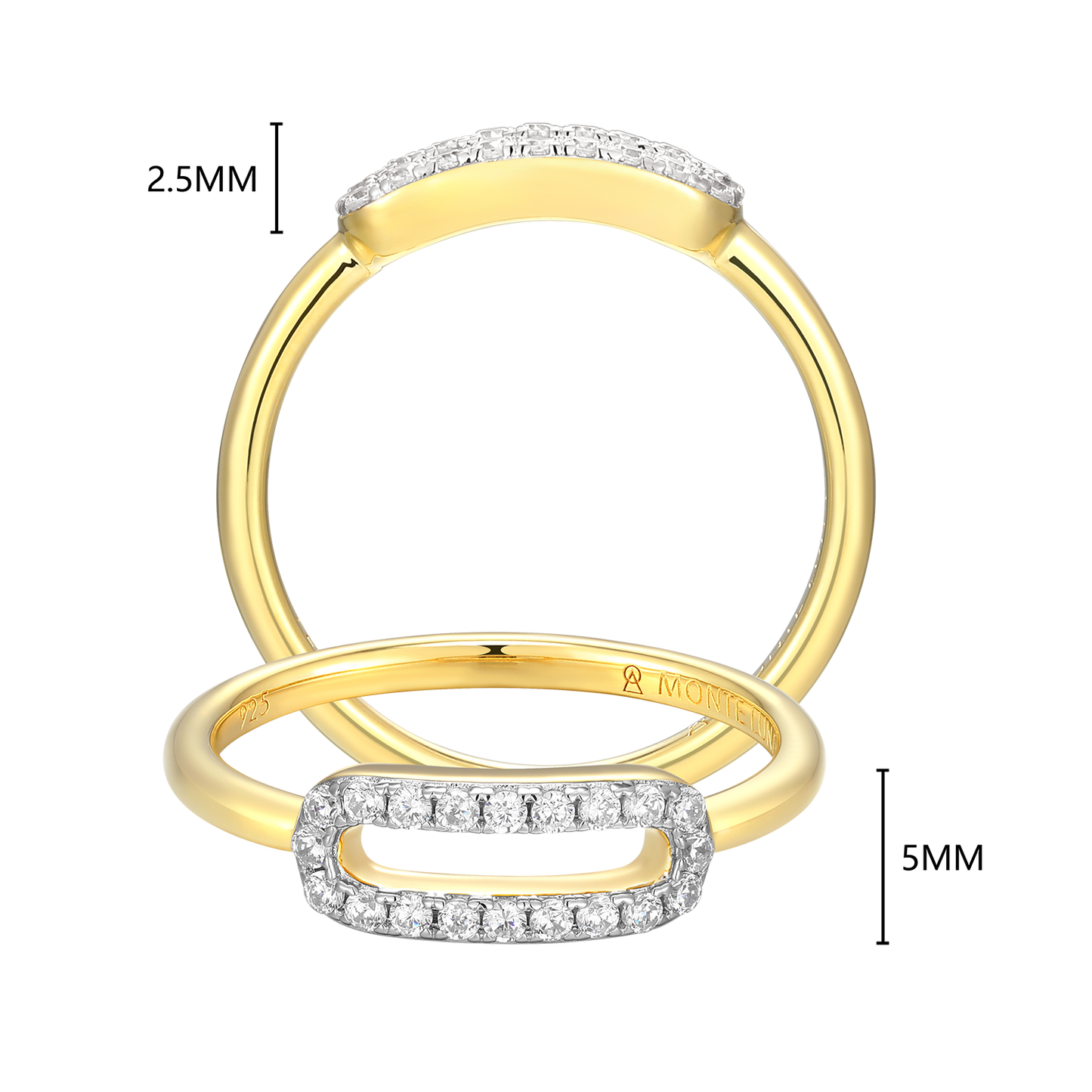 Mini Paperclip Lab-Created Diamond Ring in 14K Yellow Gold-Plated Sterling Silver | M by Monte Luna