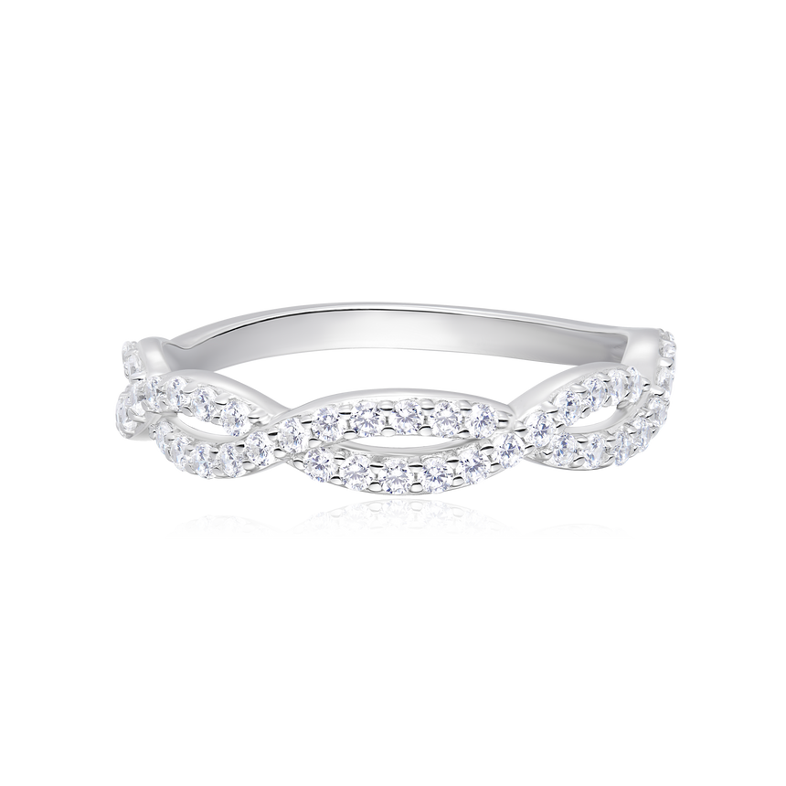 Full Pave Twist Ring in 14k White Gold