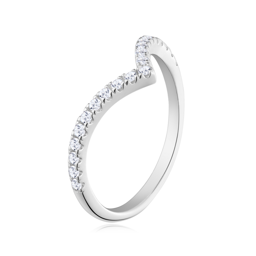 Chevron Pave Ring in 14k White Gold