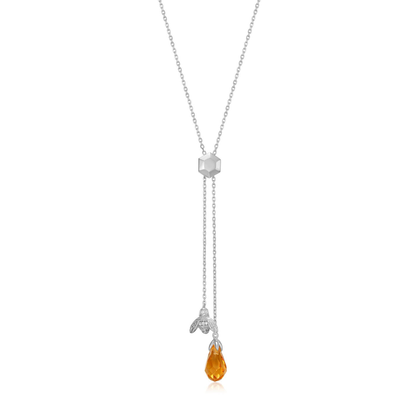 Two Drop Y-Necklace in Rhodium Plated Sterling Silver