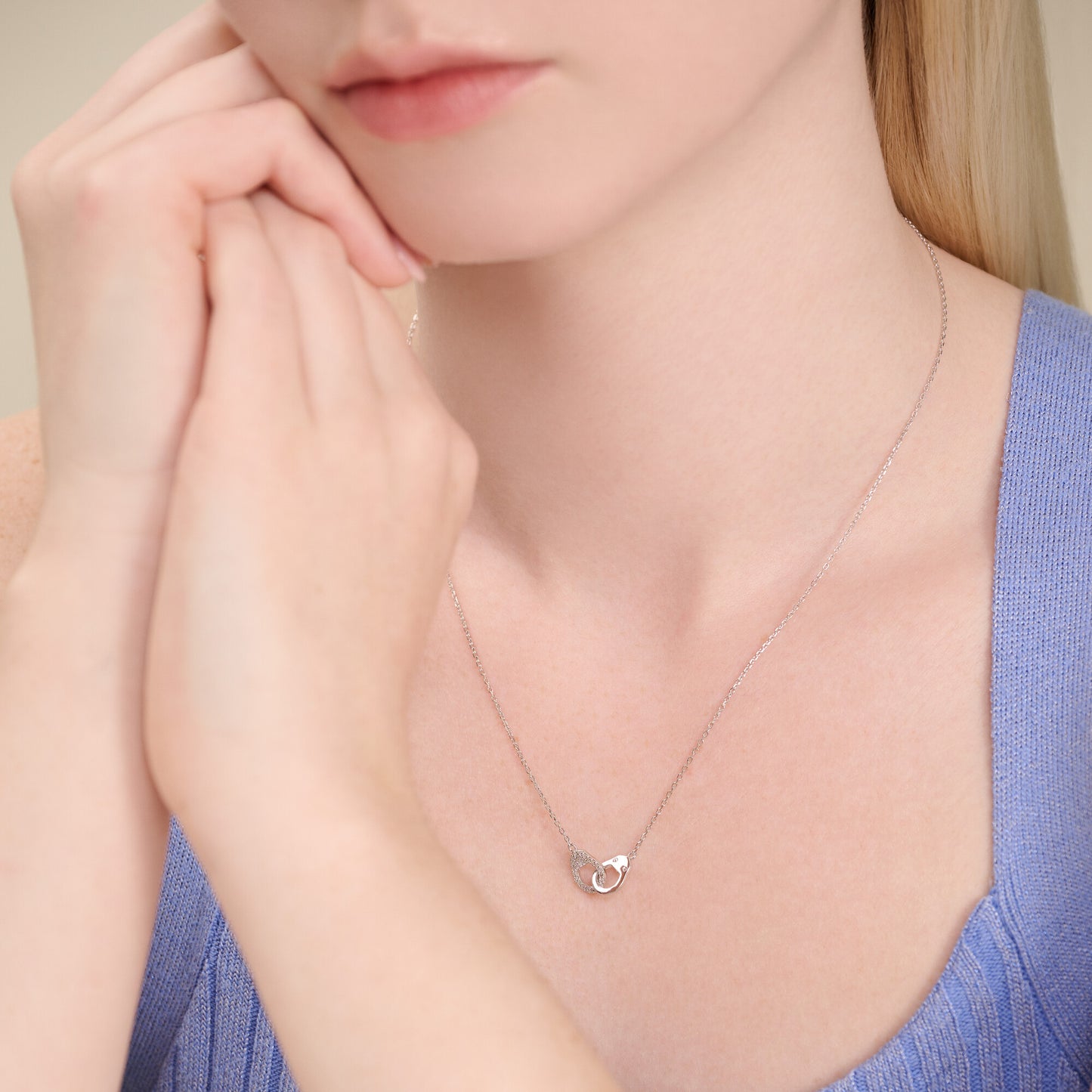 Arrested Statement Necklace in Rhodium Plated Sterling Silver