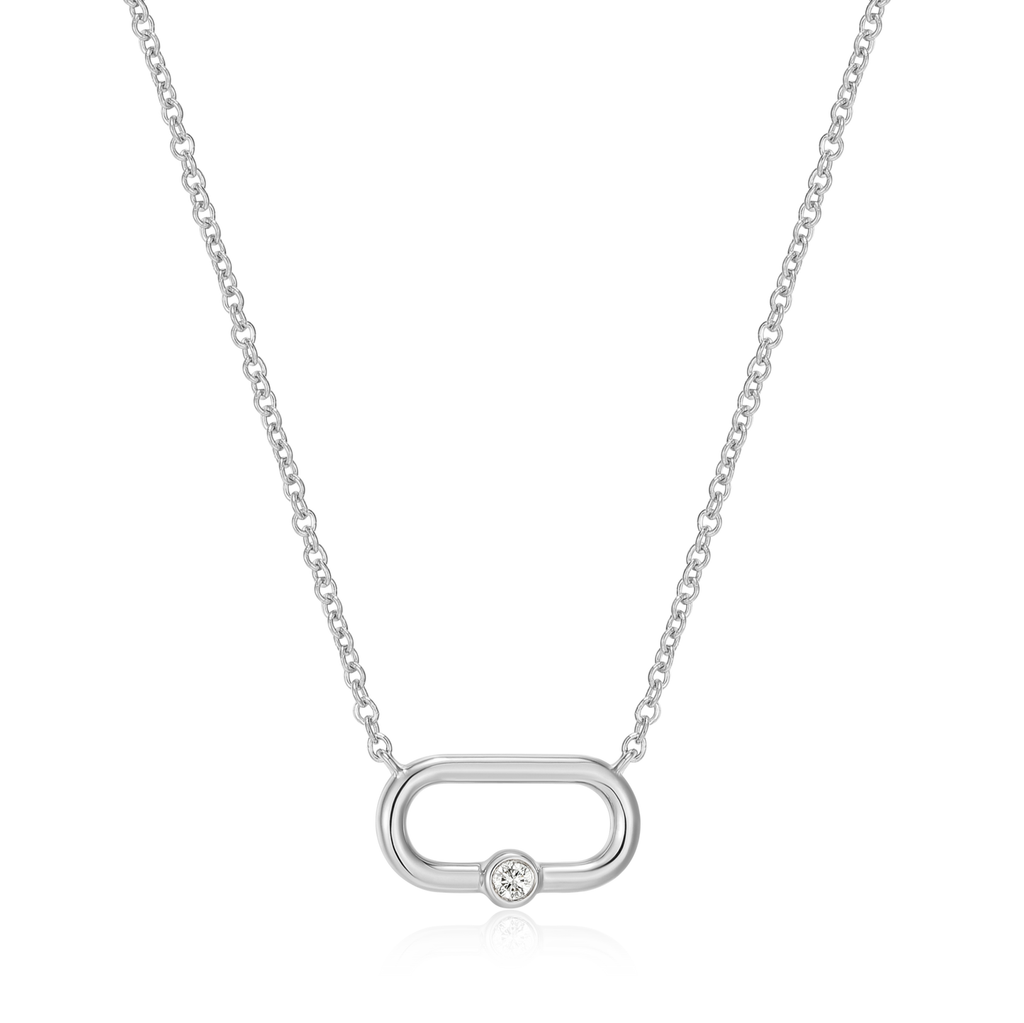 Oval Link Necklace in Rhodium Plated Sterling Silver