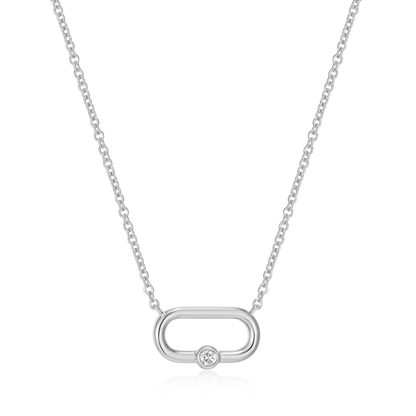 Oval Link Necklace in Rhodium Plated Sterling Silver | M by Monte Luna