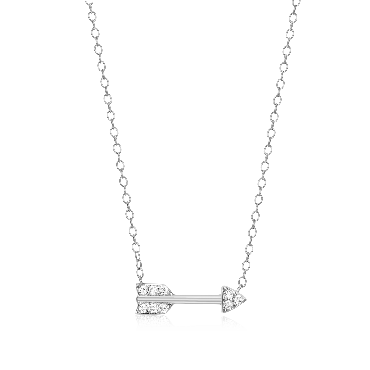 Arrow Statement Necklace in Rhodium Plated Sterling Silver