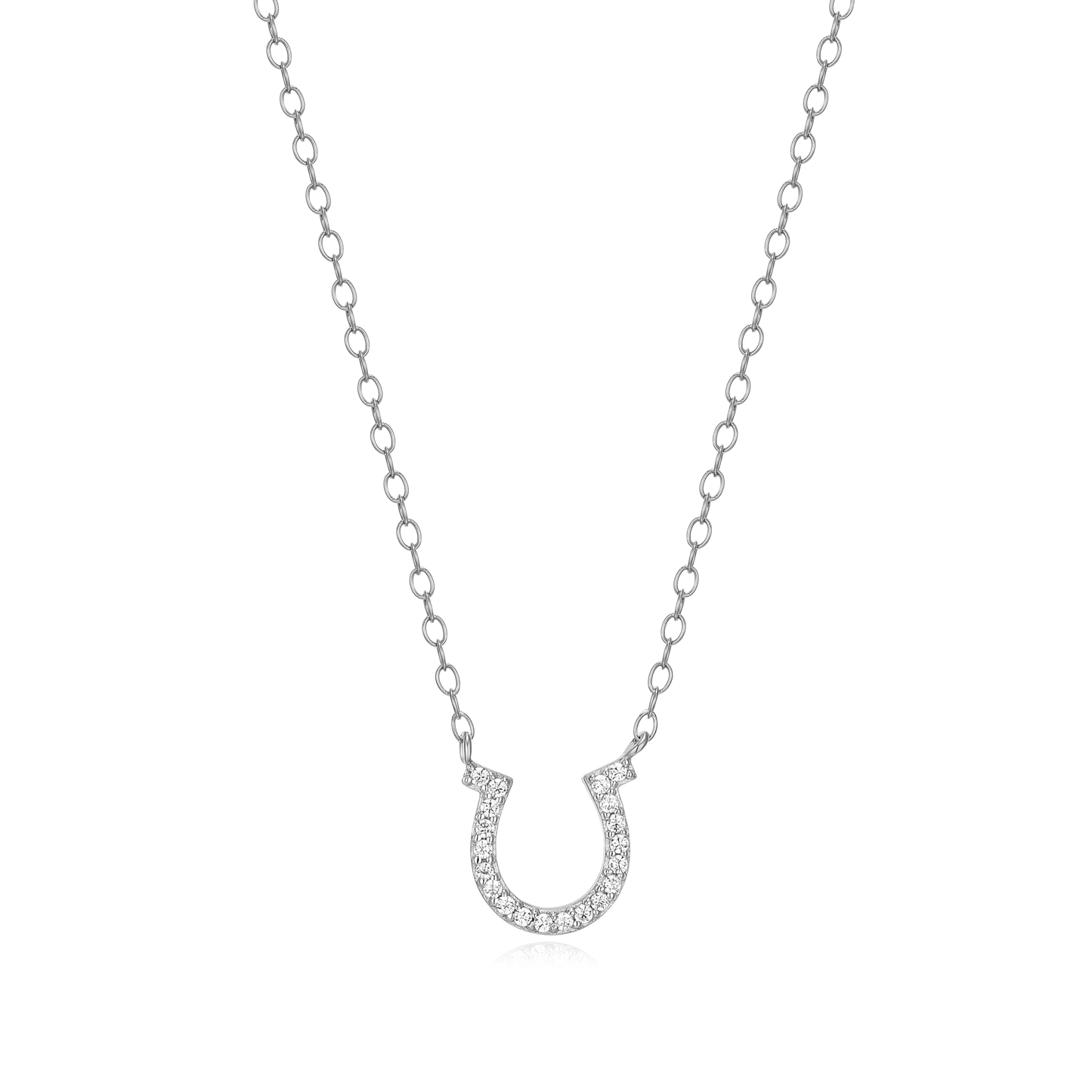 Horseshoe Statement Necklace in Rhodium Plated Sterling Silver