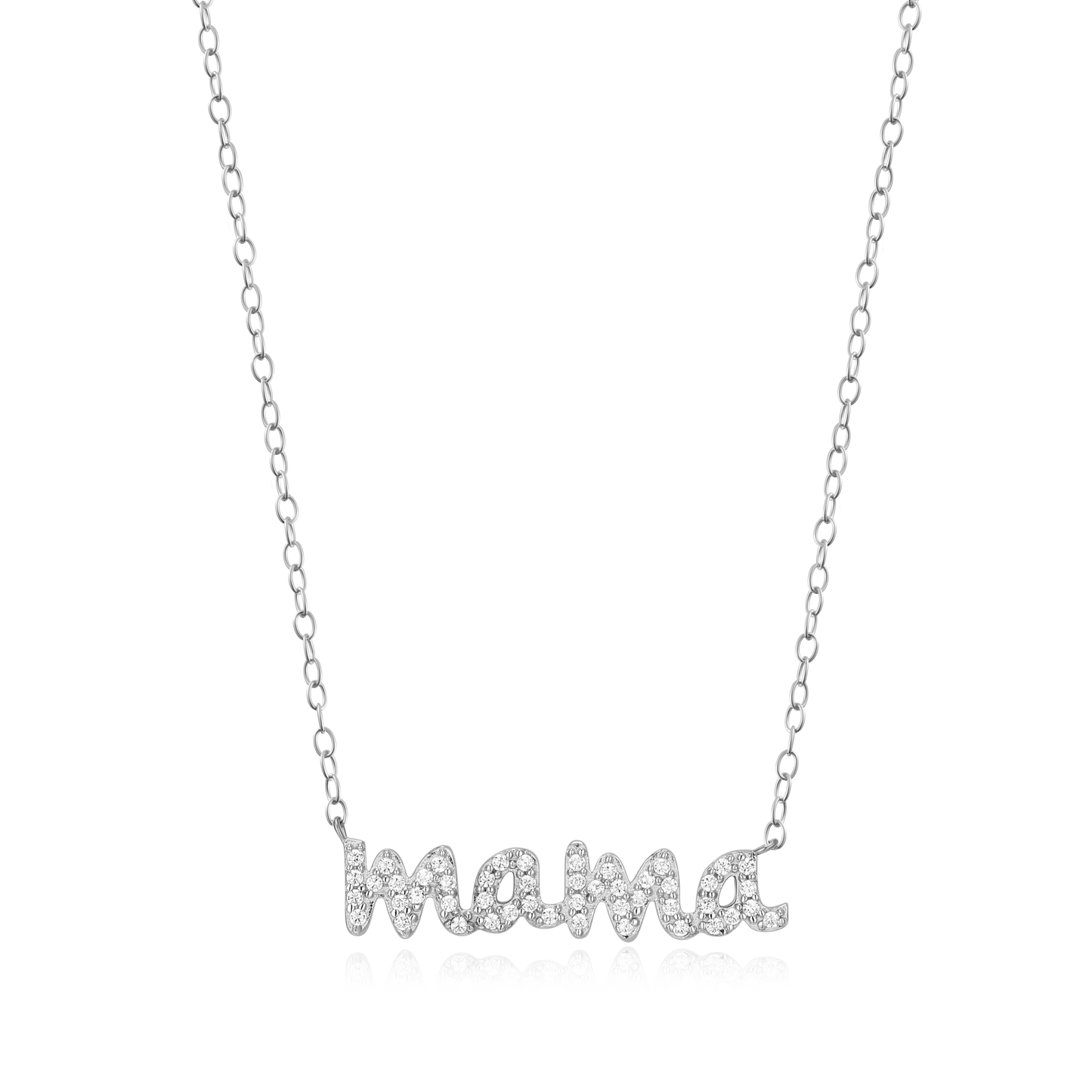 Mama Statement Necklace in Rhodium Plated Sterling Silver