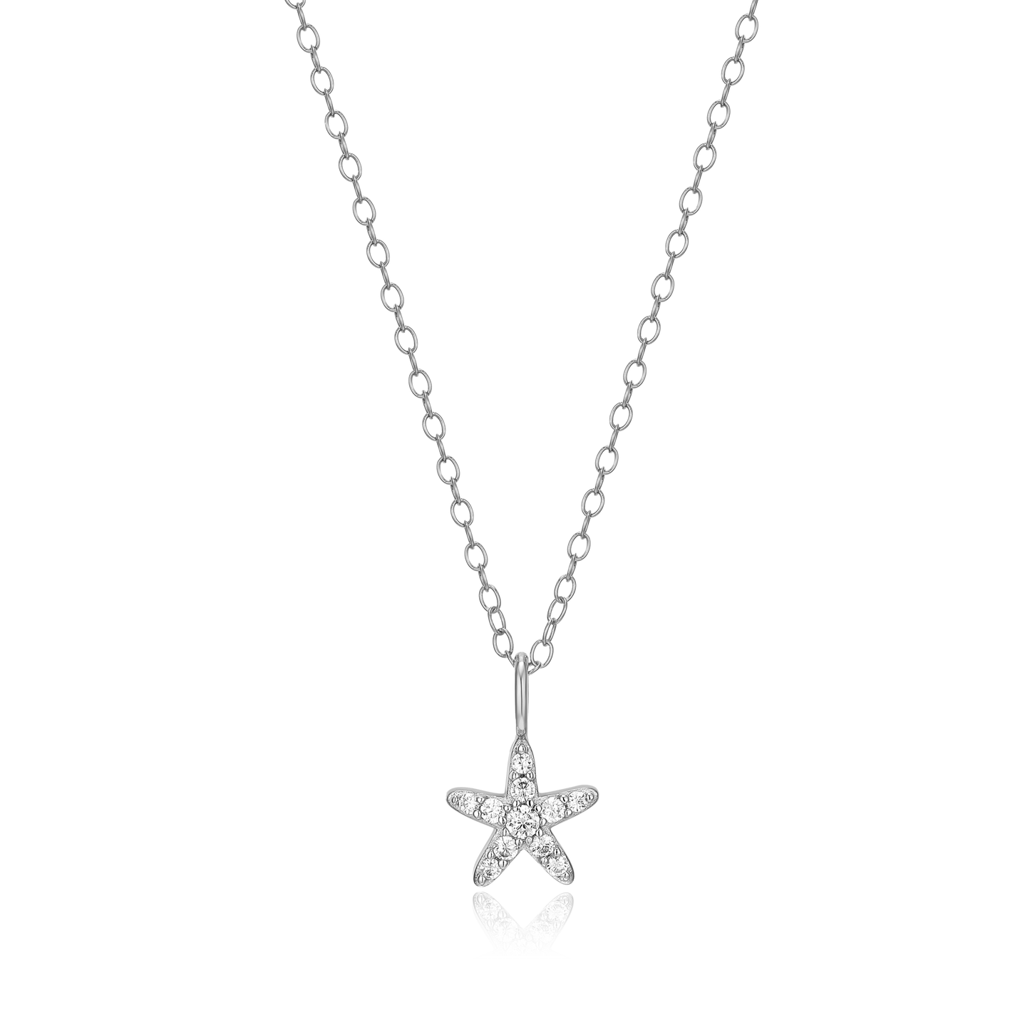 Starfish Statement Necklace in Rhodium Plated Sterling Silver