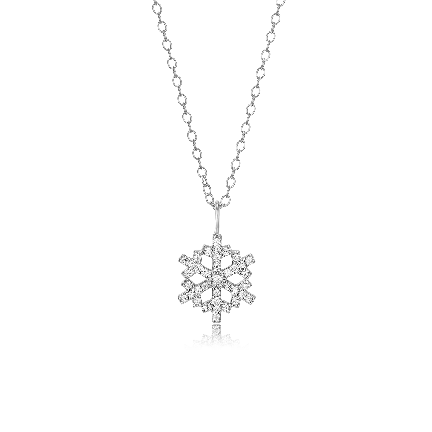 Snowflake Pendant Necklace in Rhodium Plated Sterling Silver