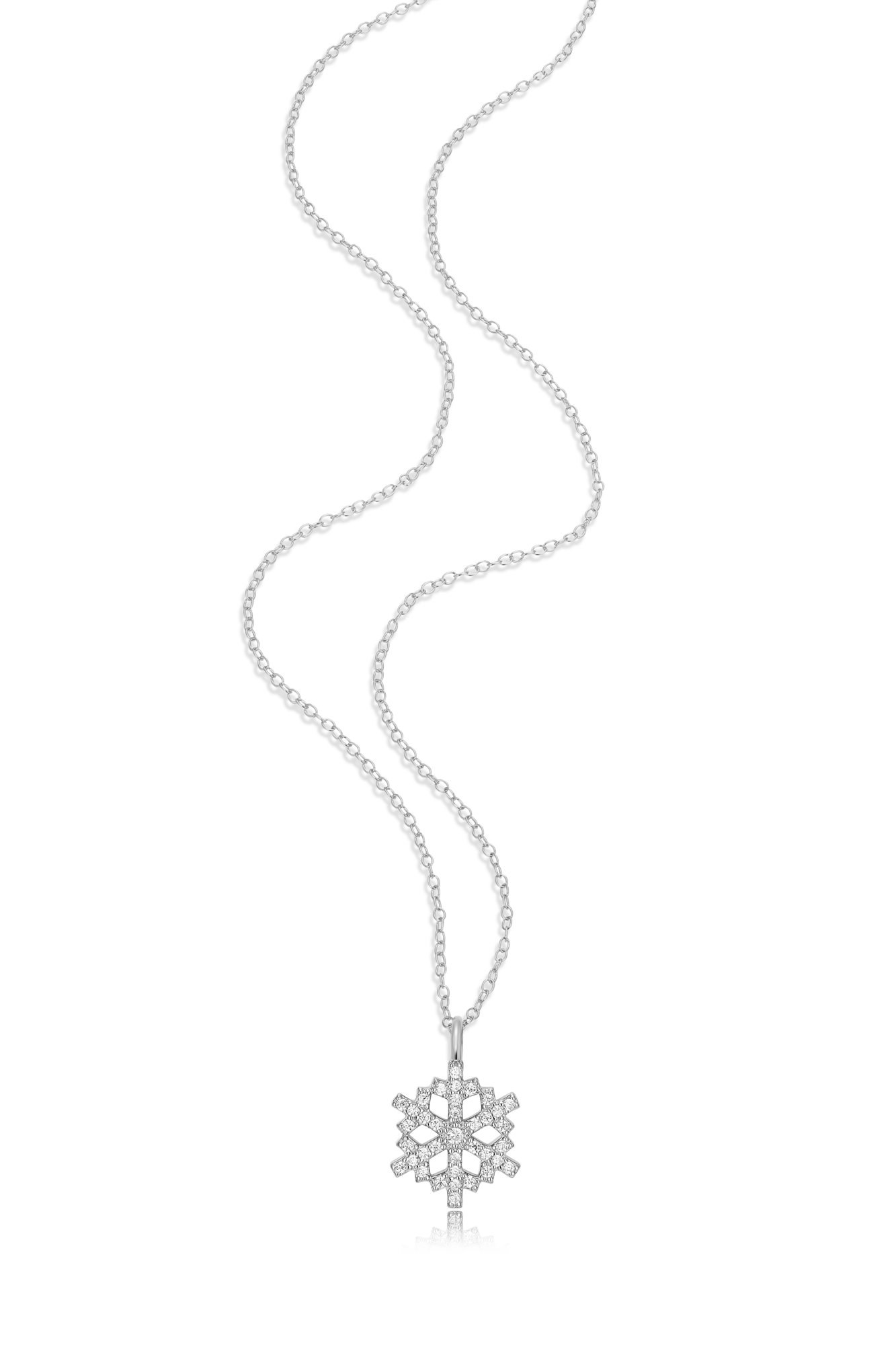 Snowflake Pendant Necklace in Rhodium Plated Sterling Silver