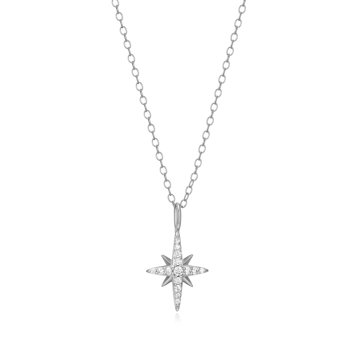 Cardinal Points Pendant Necklace in Rhodium Plated Sterling Silver