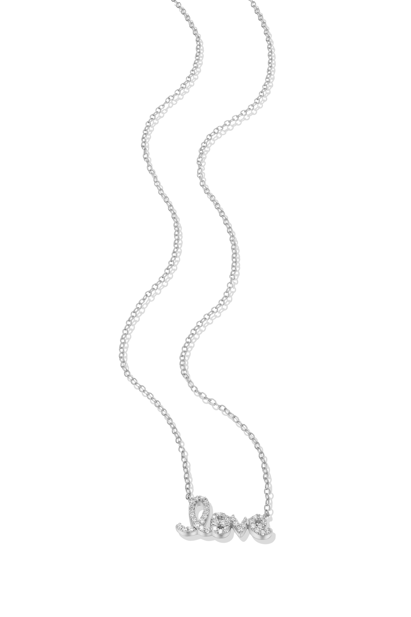 Love Statement Necklace in Rhodium Plated Sterling Silver