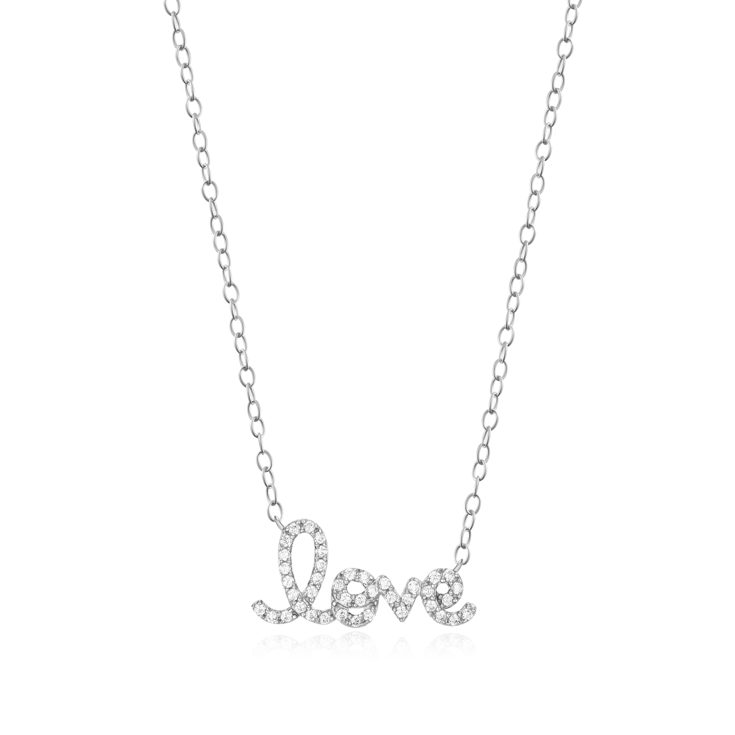 Love Statement Necklace in Rhodium Plated Sterling Silver