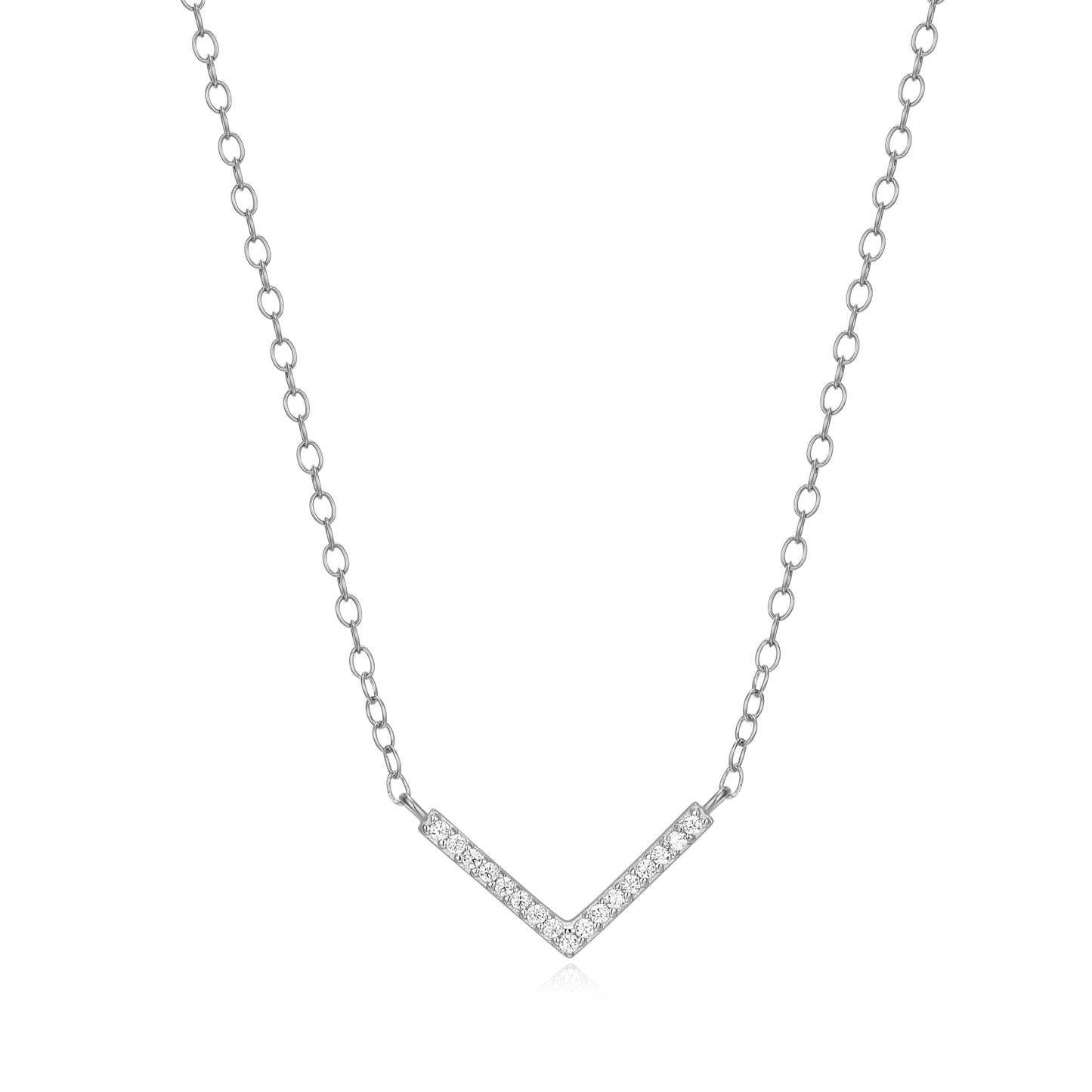 Chevron Statement Necklace in Rhodium Plated Sterling Silver