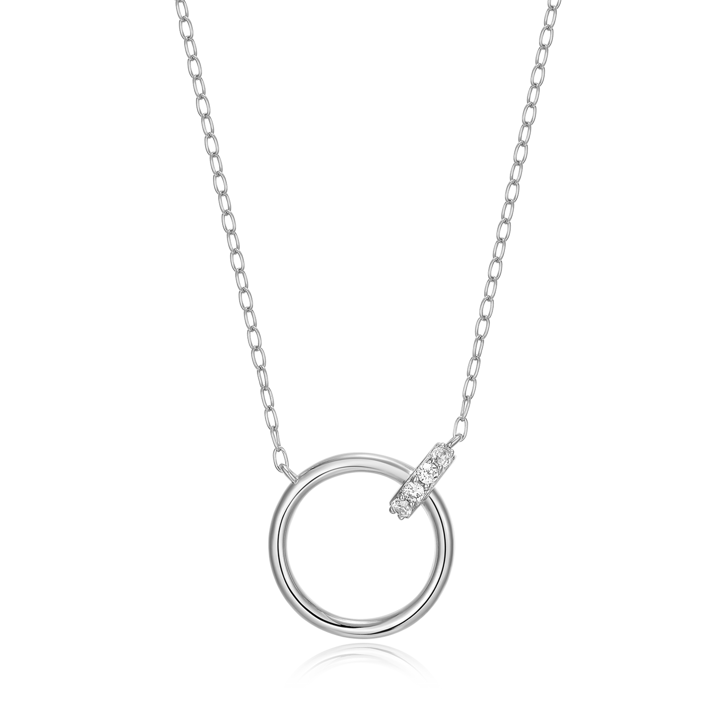 Open Circle Link Lab-Created Diamond Necklace in Rhodium-Plated Sterling Silver