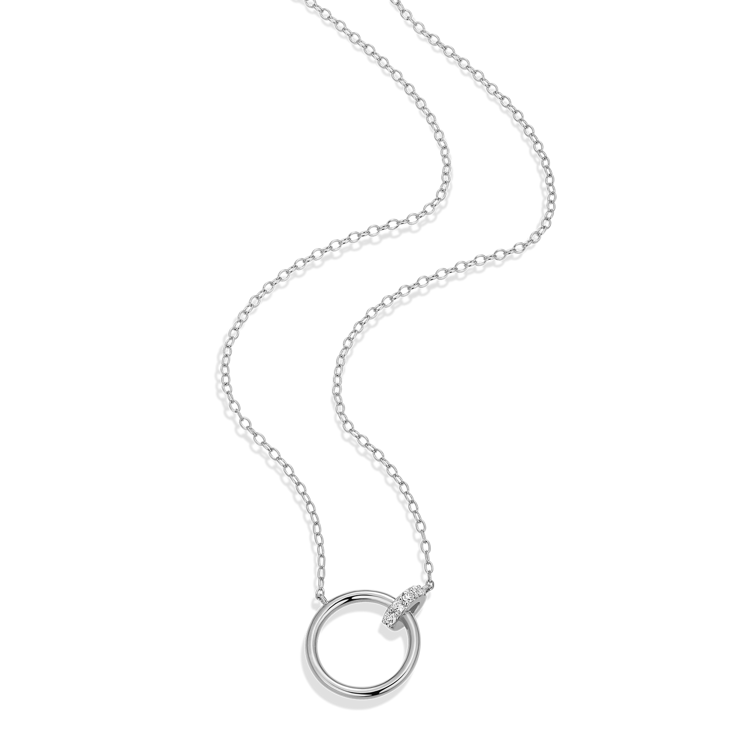 Open Circle Link Lab-Created Diamond Necklace in Rhodium-Plated Sterling Silver