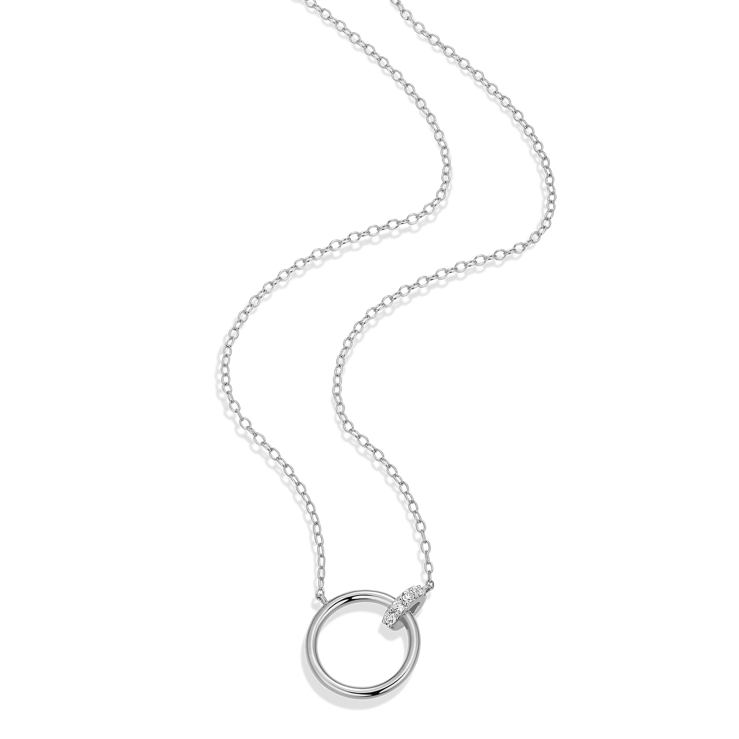 Open Circle Link Lab-Created Diamond Necklace in Rhodium-Plated Sterling Silver