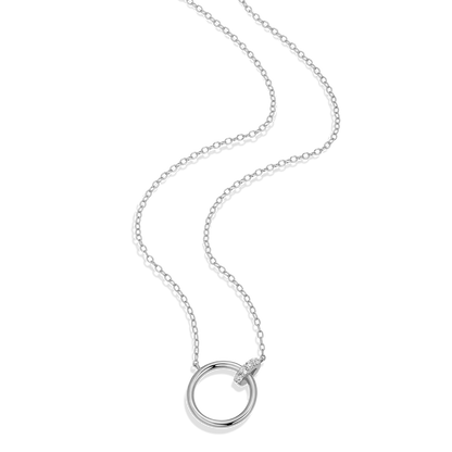 Open Circle Link Lab-Created Diamond Necklace in Rhodium-Plated Sterling Silver
