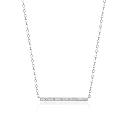Pave Bar Necklace in Rhodium Plated Sterling Silver | M by Monte Luna