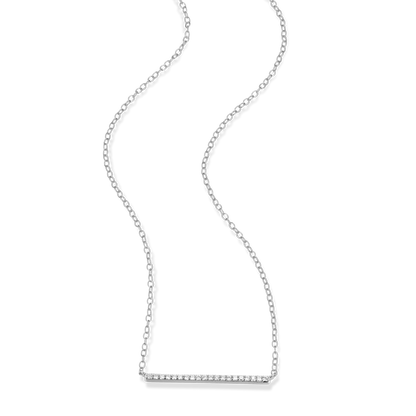 Pave Bar Necklace in Rhodium Plated Sterling Silver | M by Monte Luna