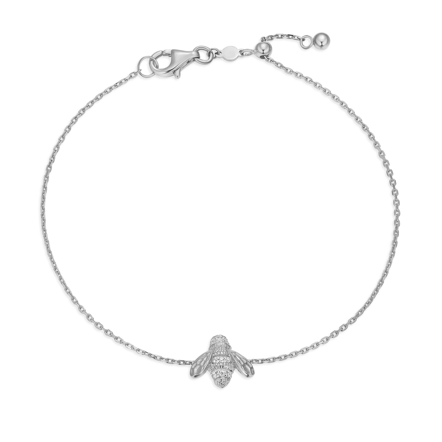 Honey Bee Bolo Bracelet in Rhodium Plated Sterling Silver