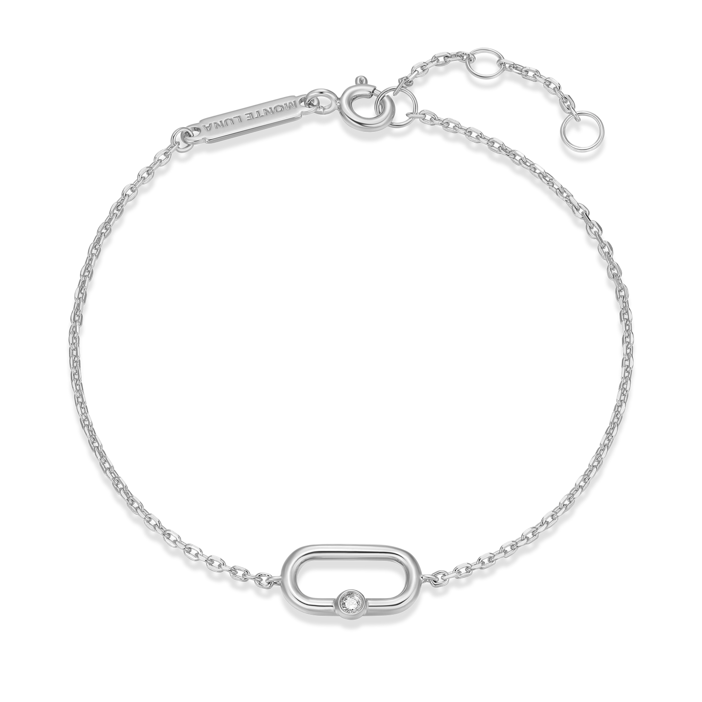 Oval Link Bracelet in Rhodium Plated Sterling Silver