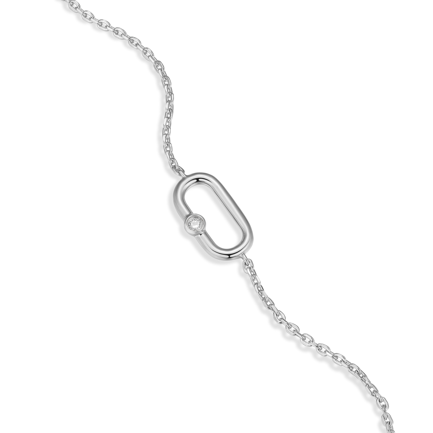 Oval Link Bracelet in Rhodium Plated Sterling Silver