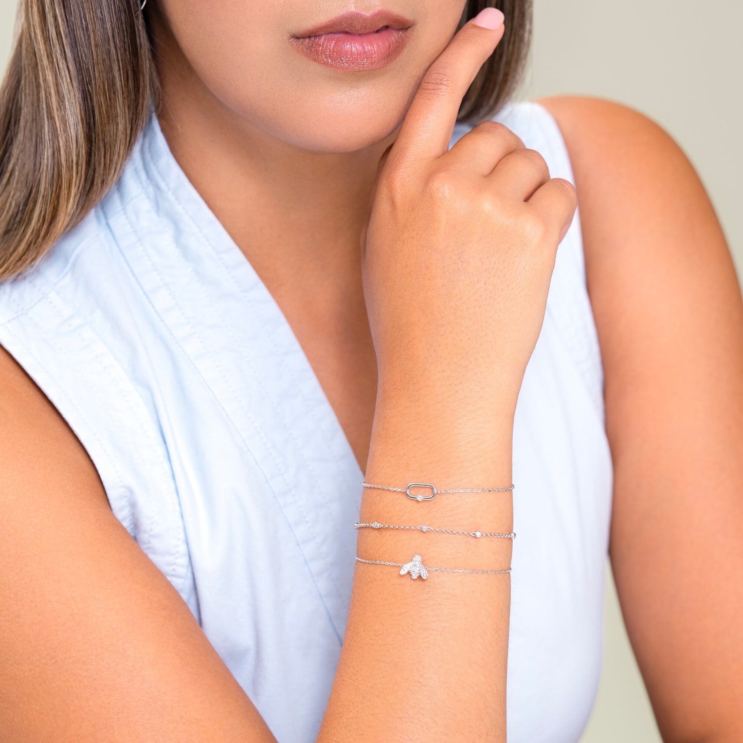 Oval Link Bracelet in Rhodium Plated Sterling Silver