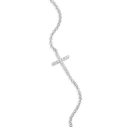 Cross Bolo Bracelet in Rhodium Plated Sterling Silver | M by Monte Luna