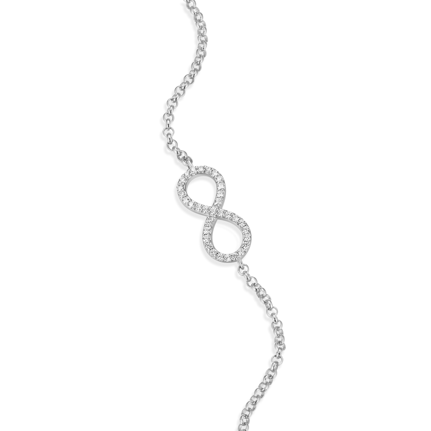 Infinity Bolo Bracelet in Rhodium Plated Sterling Silver