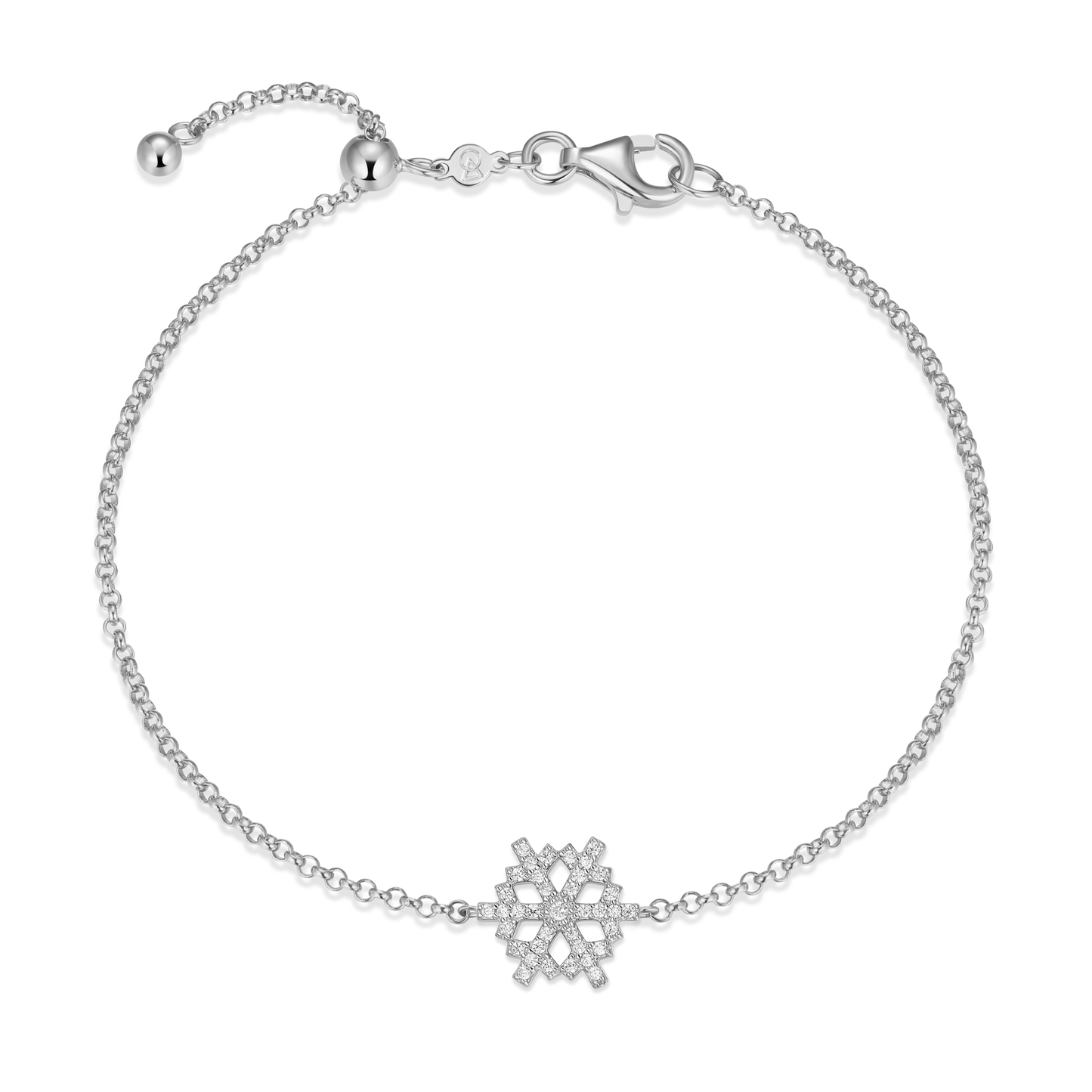 Snowflake Bolo Bracelet in Rhodium Plated Sterling Silver