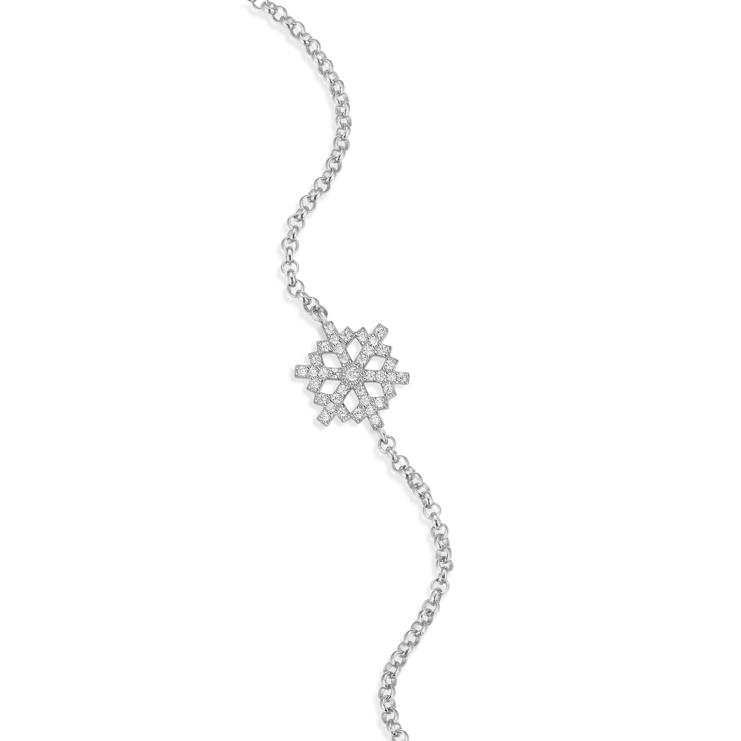 Snowflake Bolo Bracelet in Rhodium Plated Sterling Silver