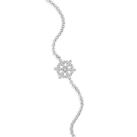 Snowflake Bolo Bracelet in Rhodium Plated Sterling Silver