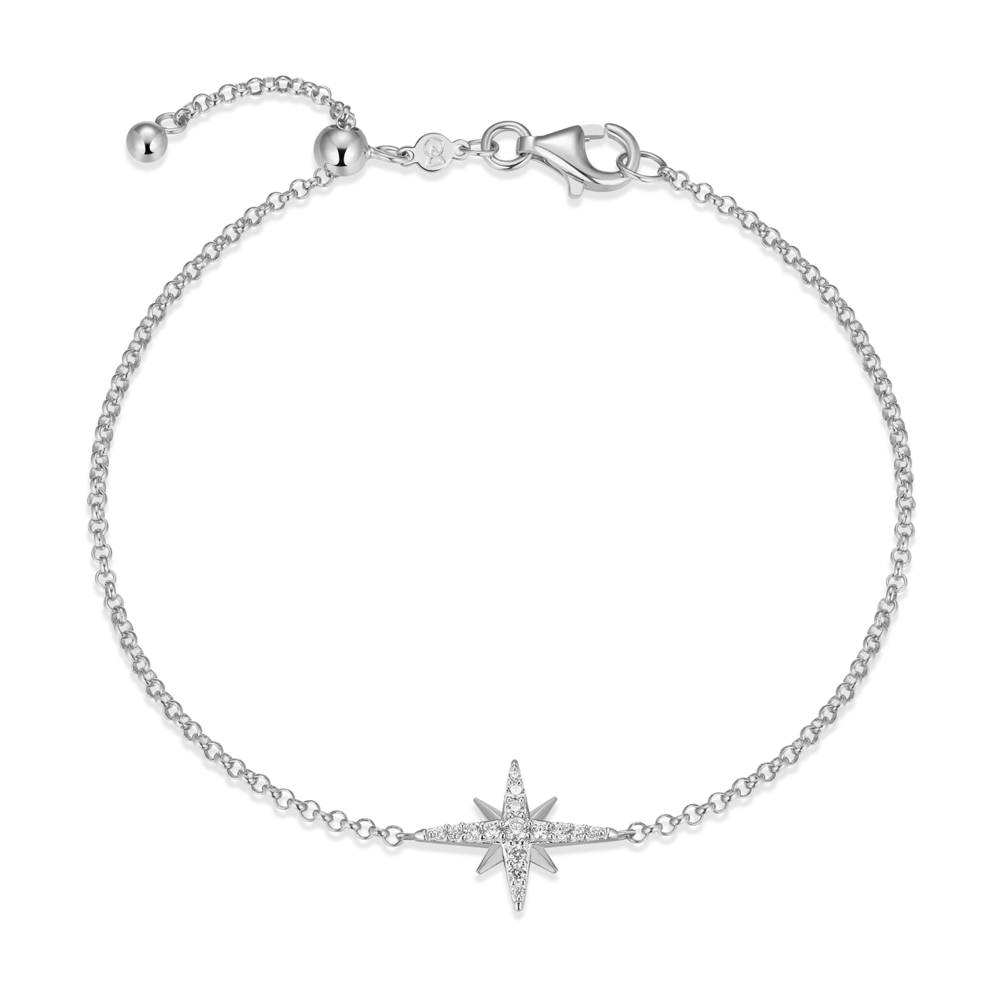 Cardinal Points Bolo Bracelet in Rhodium Plated Sterling Silver