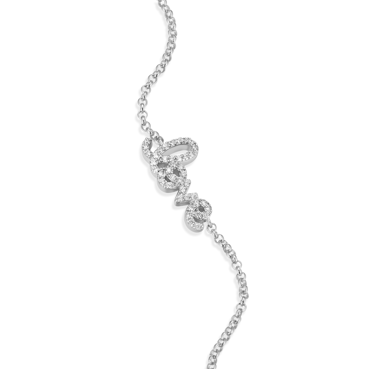 Love Bolo Bracelet in Rhodium Plated Sterling Silver