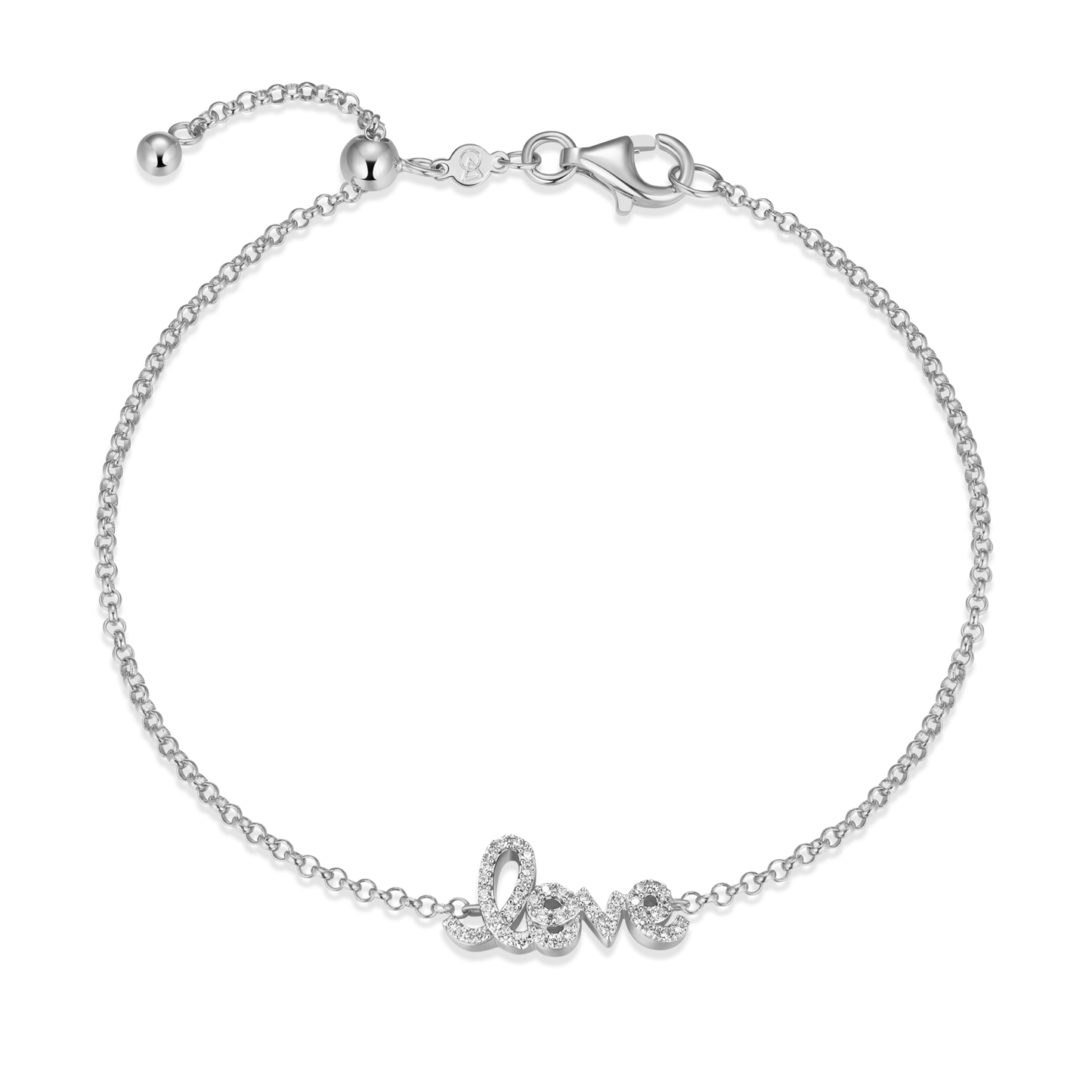 Love Bolo Bracelet in Rhodium Plated Sterling Silver