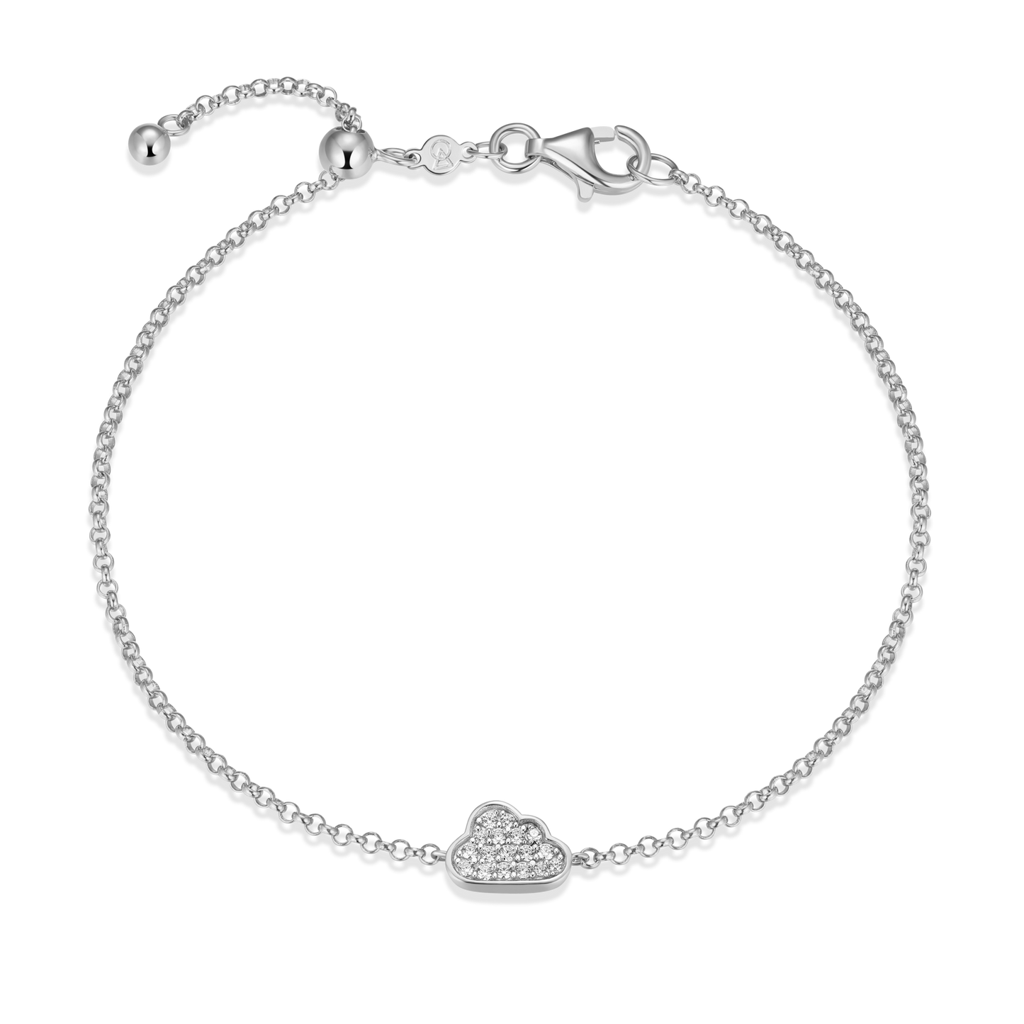 Silver Lining Cloud Bolo Bracelet in Rhodium Plated Sterling Silver