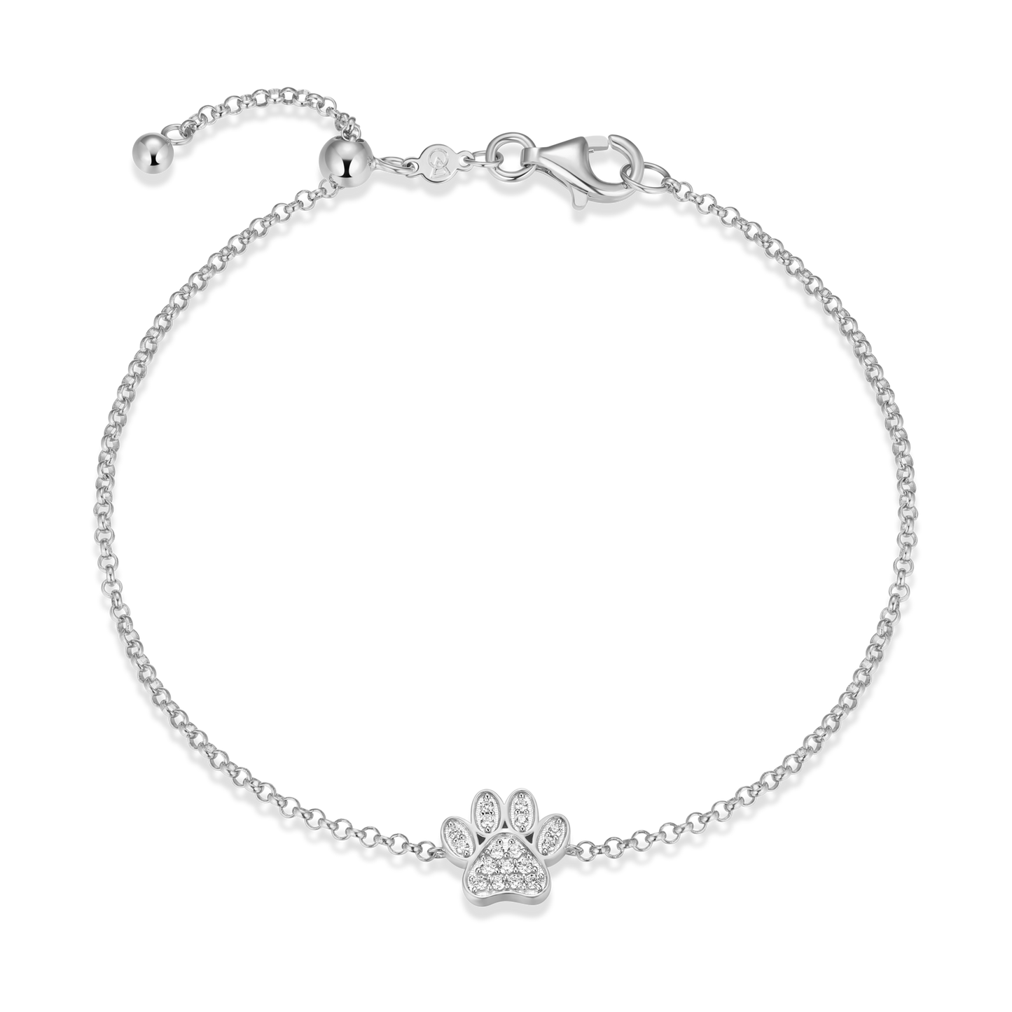 Paw Print Bolo Bracelet in Rhodium Plated Sterling Silver