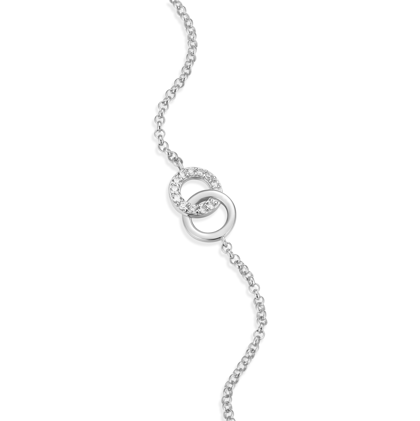 Twin Circle Bolo Bracelet in Rhodium Plated Sterling Silver