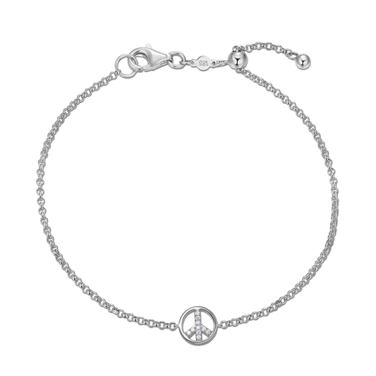 Peace Bolo Bracelet in Rhodium Plated Sterling Silver | M by Monte Luna